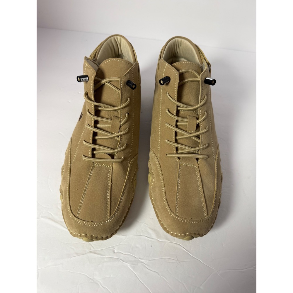 LDECK Mens Tan High Top Driving Shoes Bungee Lace Up Boots Size 41 EU